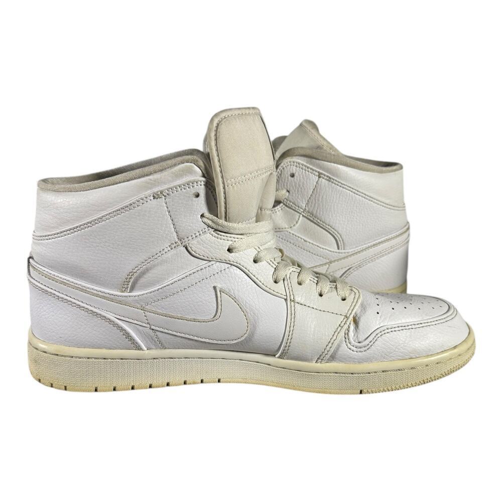 Nike Air Jordan 1 Mid White 554724-129 Men’s Size 12 Leather Retro Sneakers - Picture 7 of 8